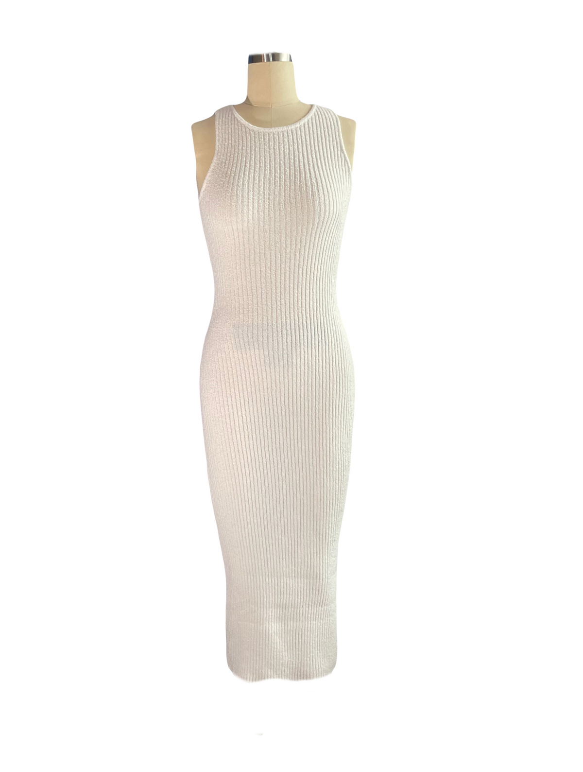 Cream Ribbed Dress